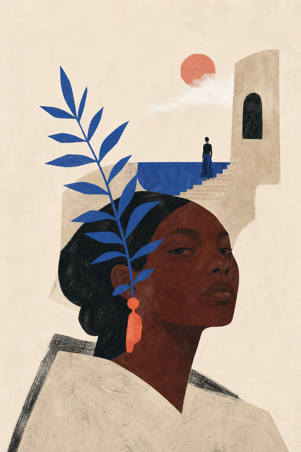 Quiet Face Figurative Portrait Wall Art Print
