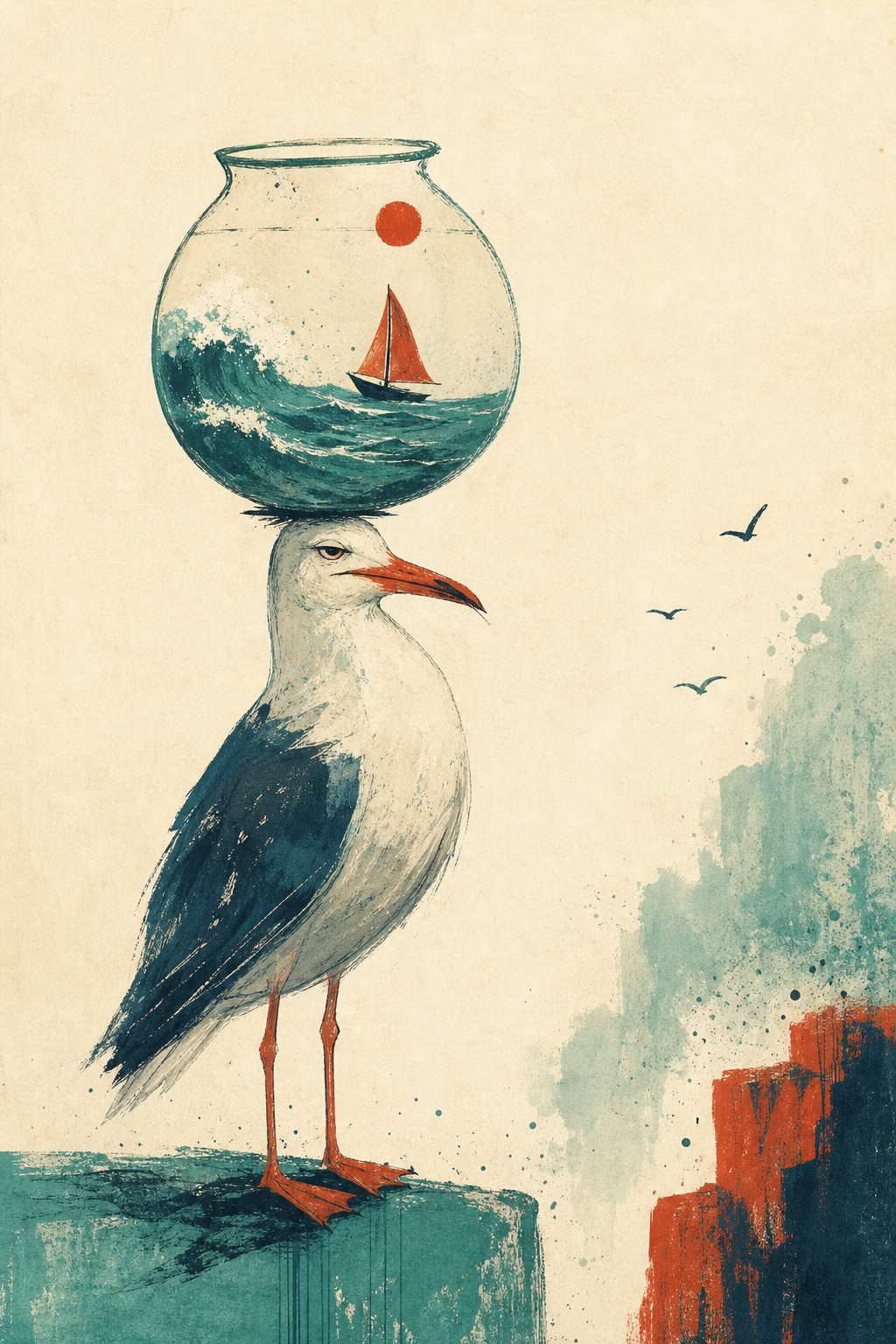 Salt Air Heron Coastal Wall Art Print