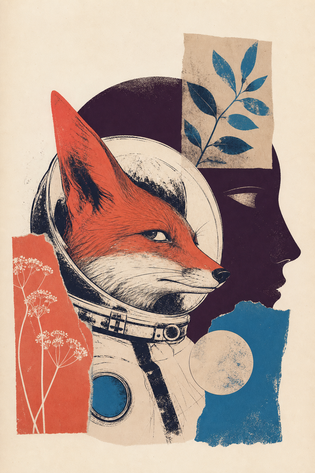 Unfamiliar Gaze Fox Portrait Wall Art Print